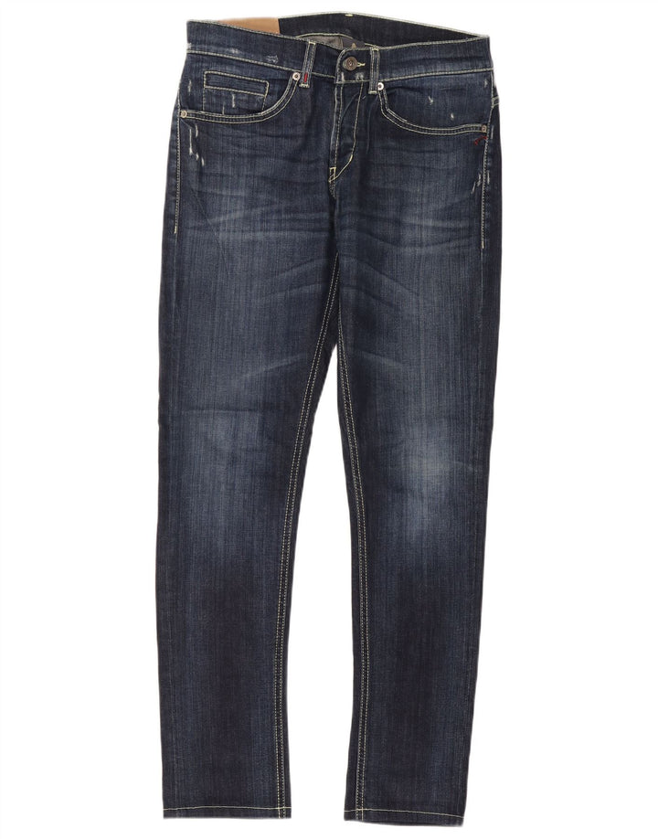 Dondup Mens Slim Jeans W31 L30 Azul Marinho Algodão