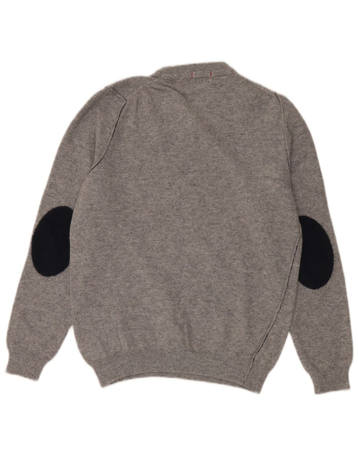 Suéter feminino Woolrich com gola redonda Reino Unido 16 grande lã cinza