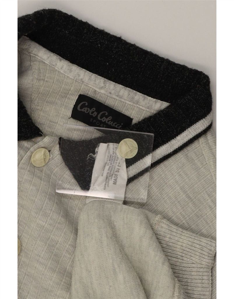 CARLO COLUCCI Mens Polo Neck Jumper Sweater Large Grey Colourblock Cotton Vintage Carlo Colucci and Second-Hand Carlo Colucci from Messina Hembry 