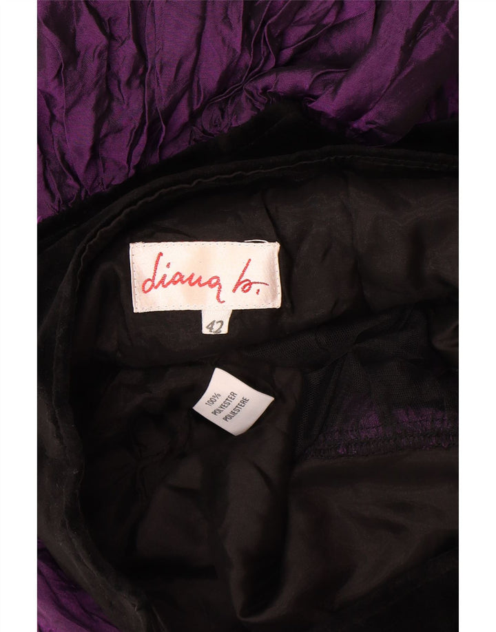 Saia feminina vintage em camadas IT 42 médio W28 poliéster colorblock roxo