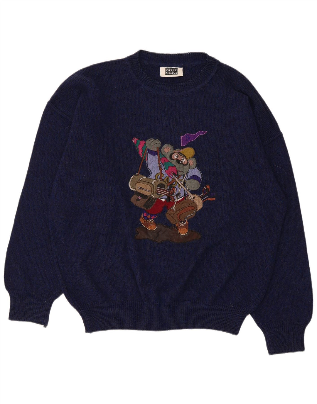 Suéter vintage masculino com gola redonda e gola redonda IT 50 azul marinho médio