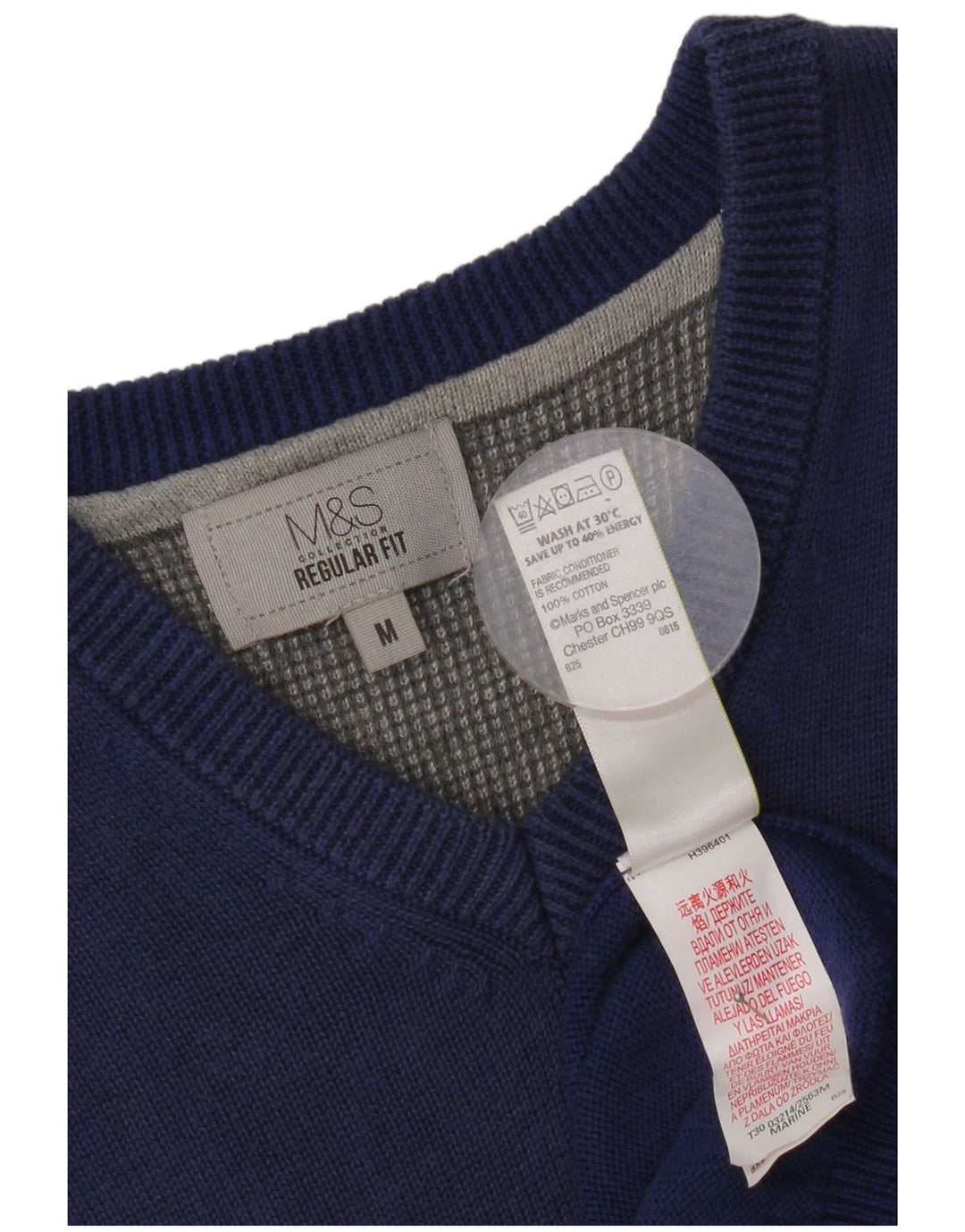 Regata masculina de ajuste regular Marks & Spencer de algodão azul médio