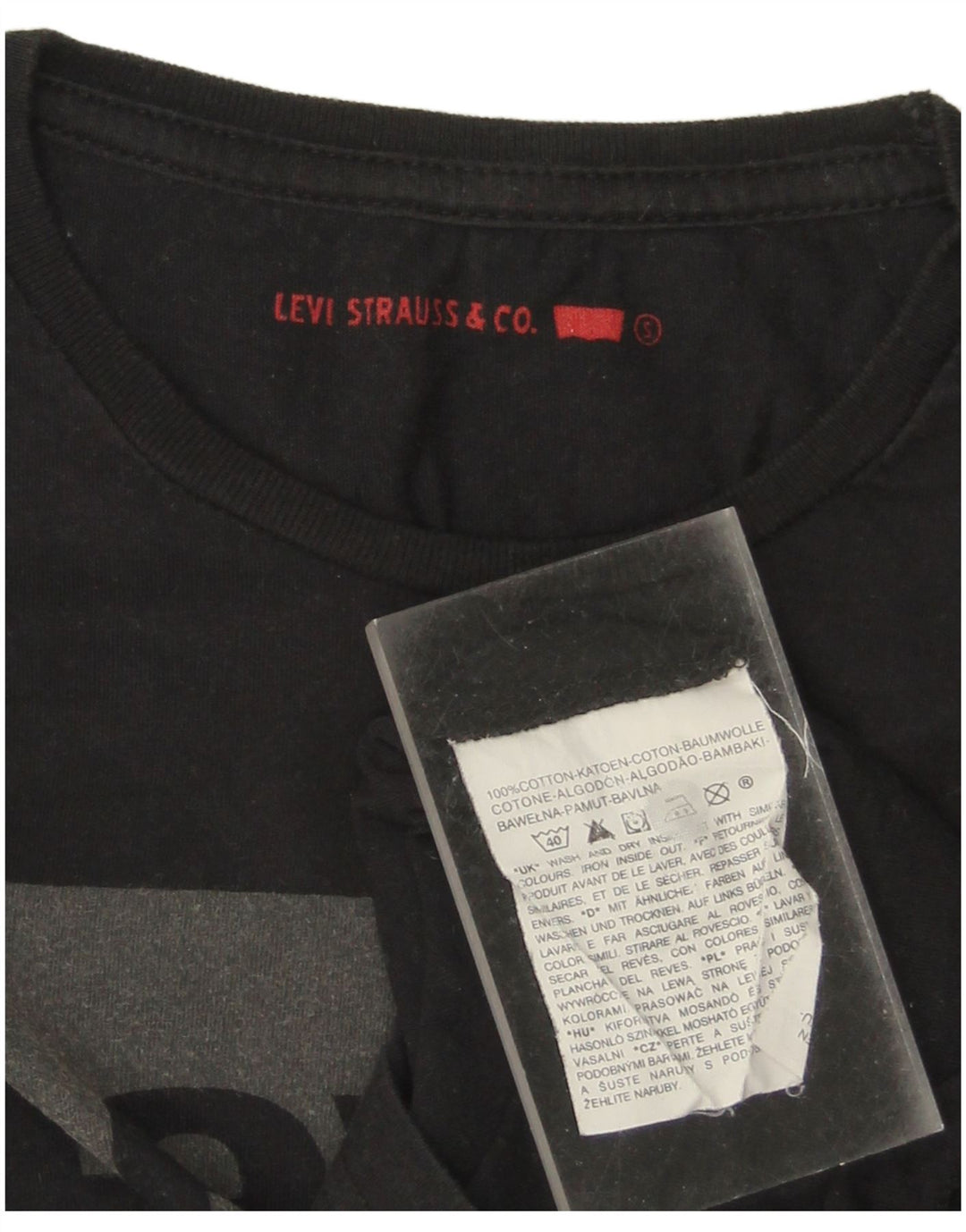 LEVI'S Top gráfico masculino manga comprida pequeno algodão preto