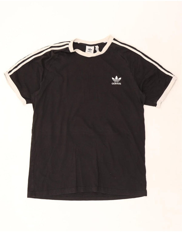 Adidas Mens Camiseta Top XL Preto Colorblock Algodão