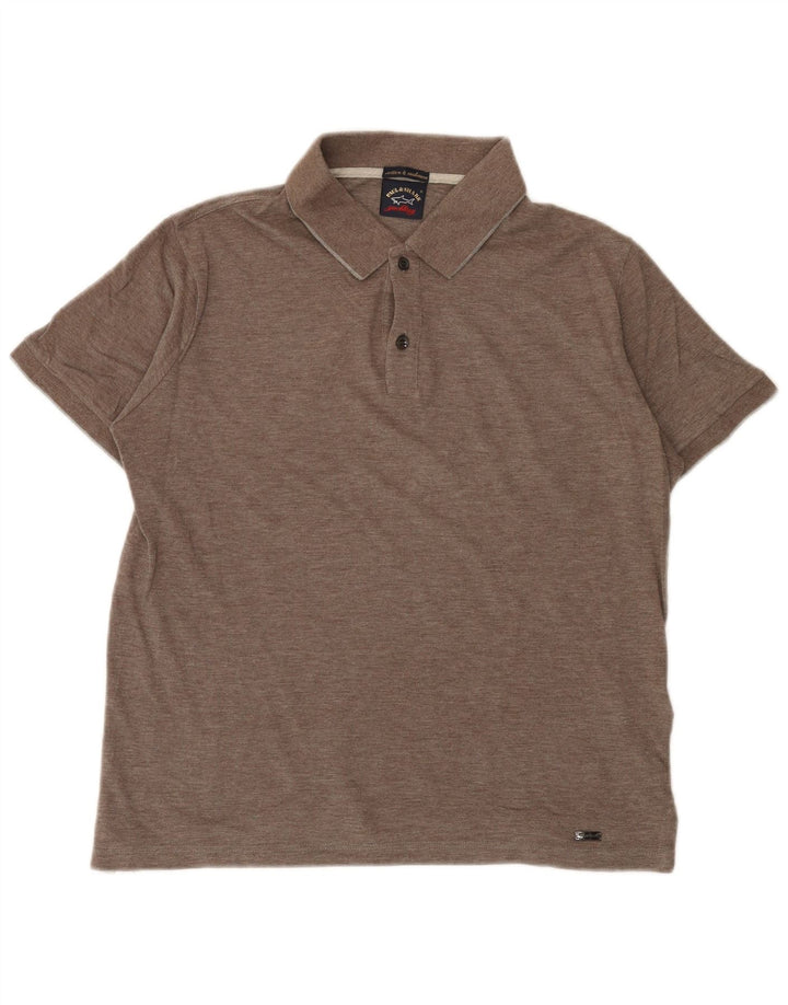 Camisa polo masculina Paul & Shark regular fit algodão marrom médio