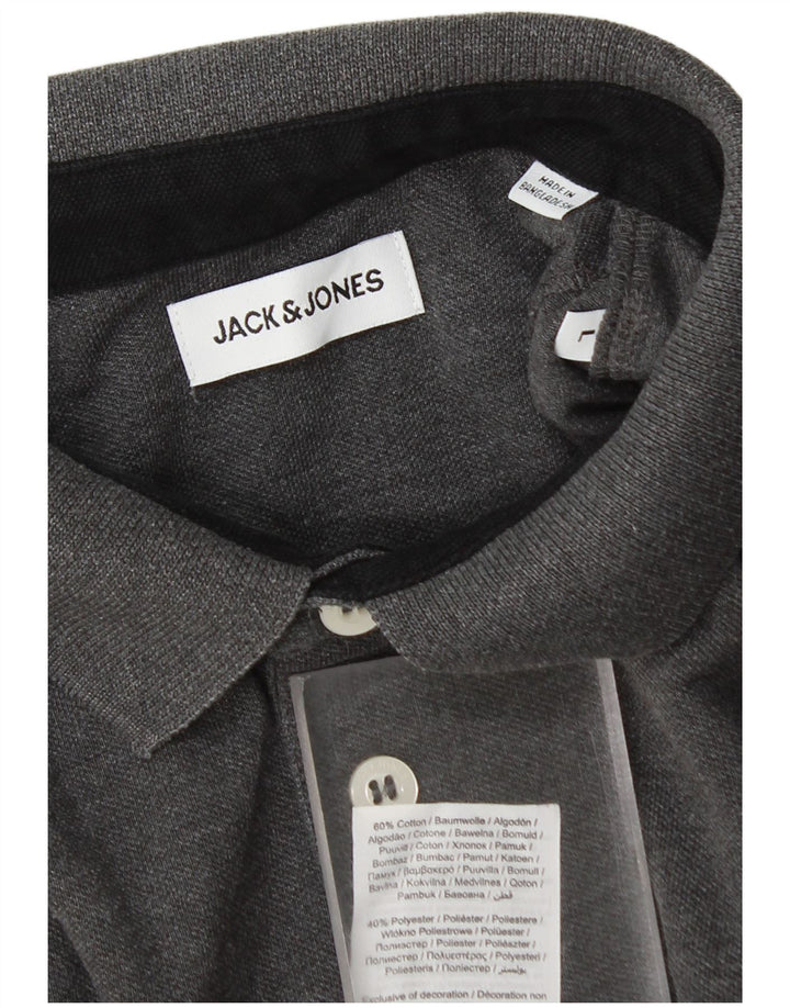 Camisa polo masculina Jack & Jones grande algodão cinza