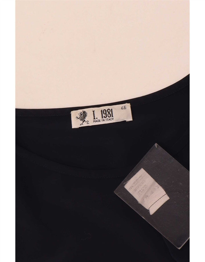 Blusa feminina Marly's 1981 Top IT 46 grande poliéster azul marinho