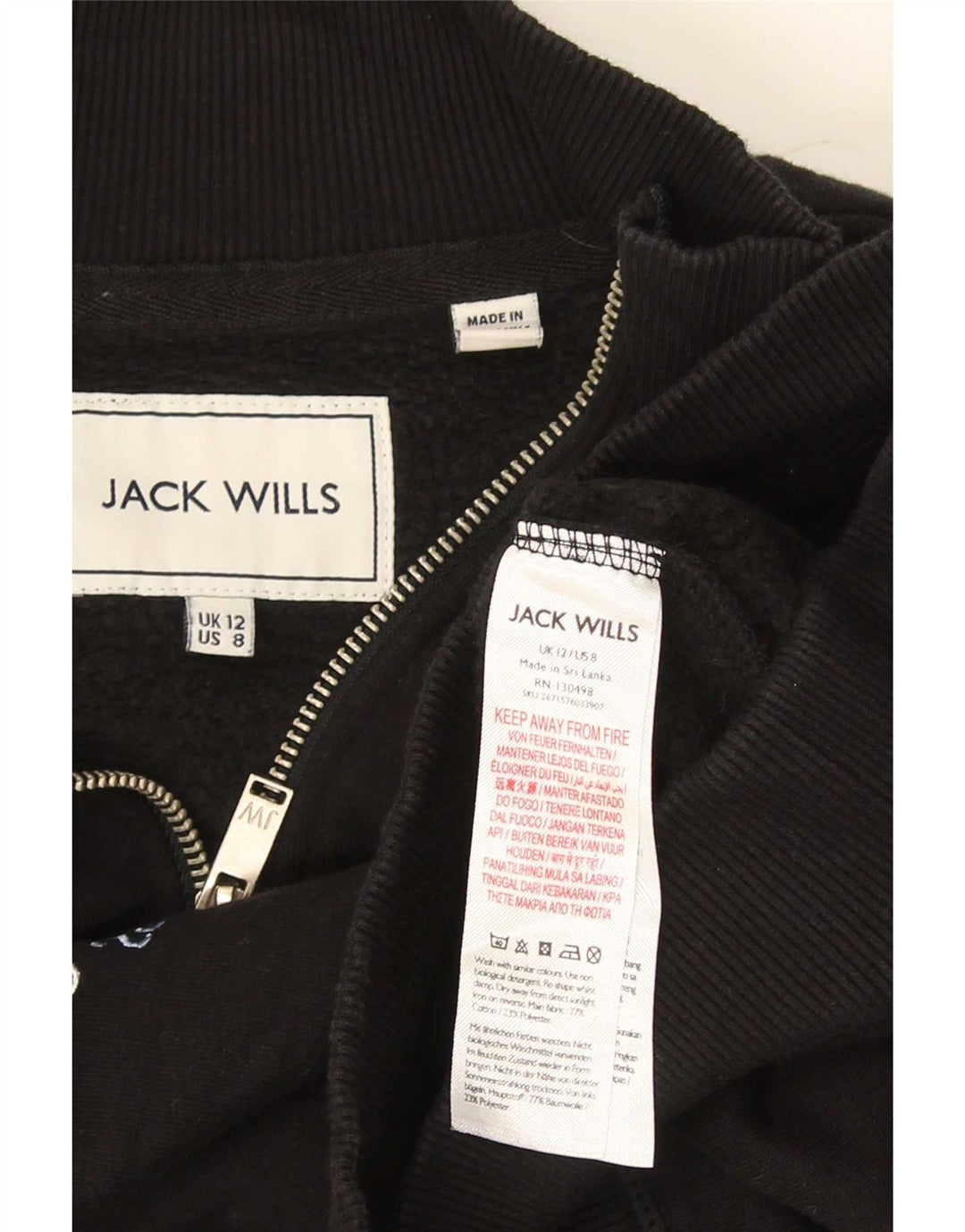 Jack Wills moletom feminino oversized gráfico jumper Reino Unido 12 médio preto