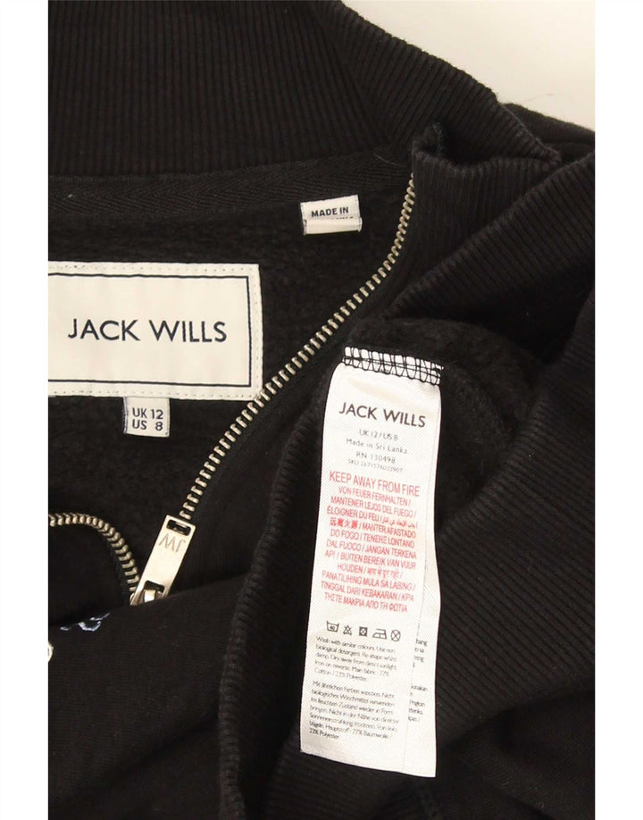 Jack Wills moletom feminino oversized gráfico jumper Reino Unido 12 médio preto
