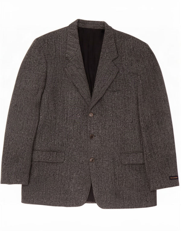 Paul & Shark Mens Harris Tweed Blazer Jacket IT 54 2XL Grey Herringbone