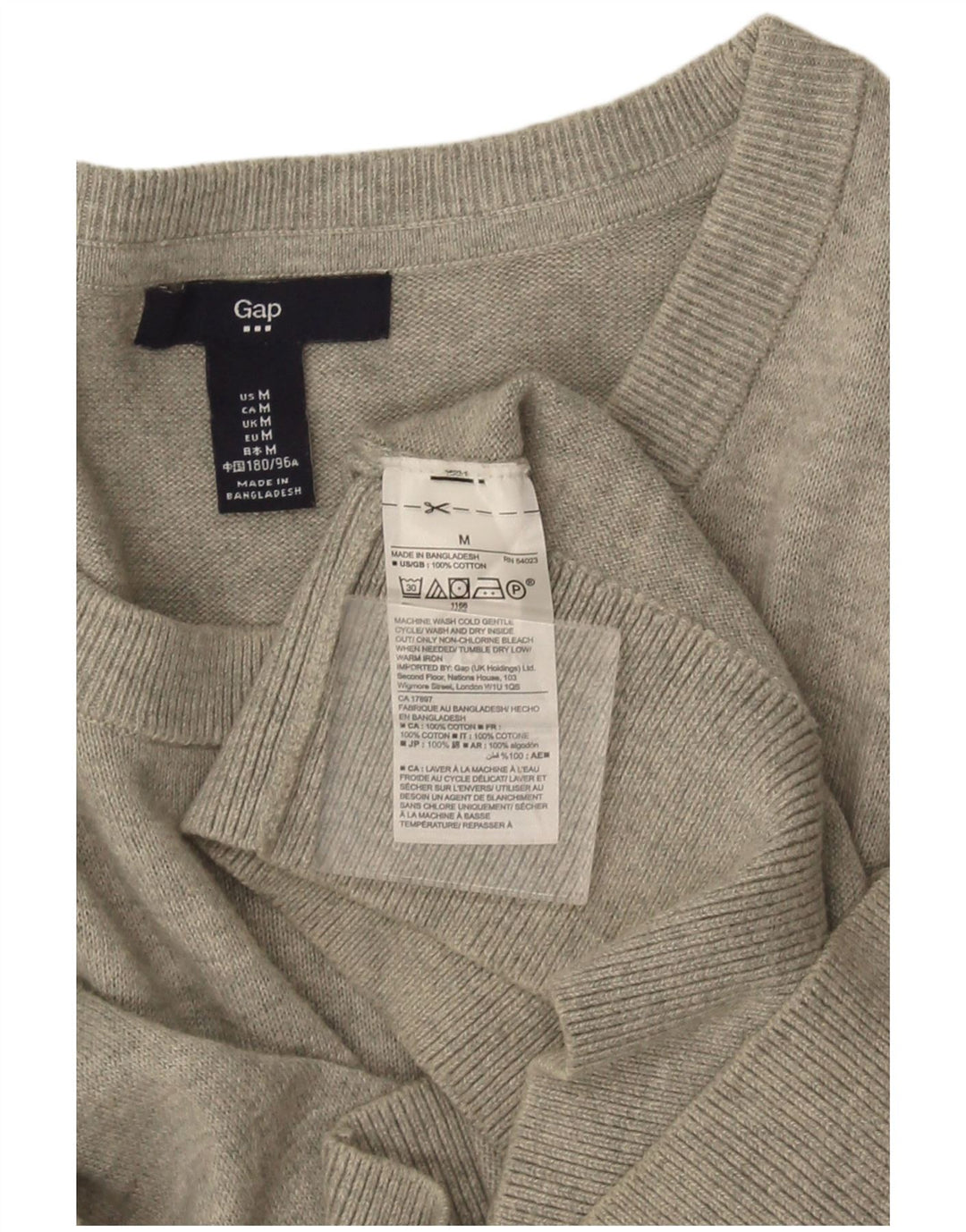 Suéter masculino Gap com gola canoa e algodão manchado cinza médio