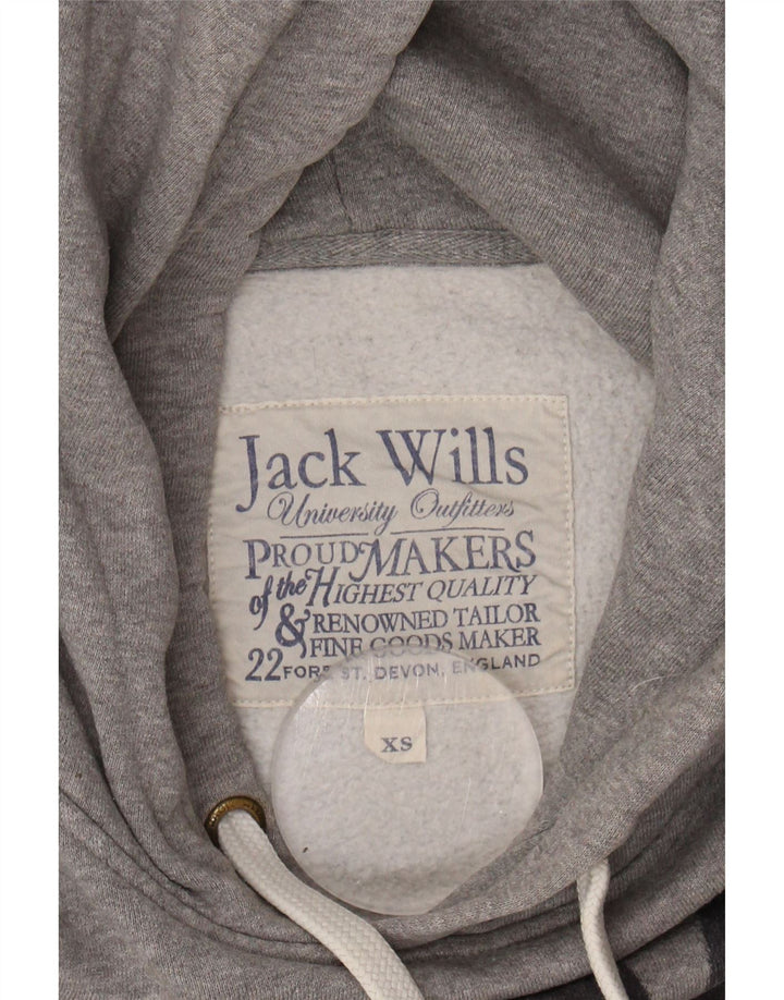 JACK WILLS Suéter feminino com capuz gráfico UK 6 XS algodão cinza