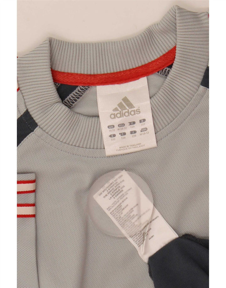 Camiseta Adidas Meninos 11-12 Anos Cinza Colorblock Poliéster