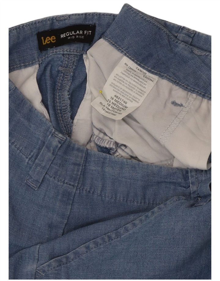 LEE Shorts feminino casual de cintura média com ajuste regular EUA 16 2XL W36 algodão azul