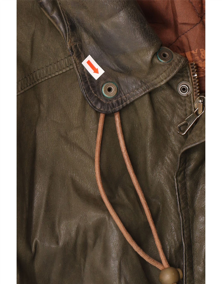 Jaqueta de couro masculina vintage IT 52 XL couro cáqui