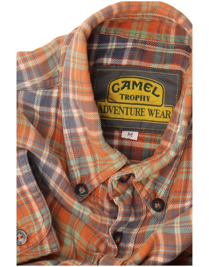 Camisa masculina de flanela Camel Active laranja médio xadrez