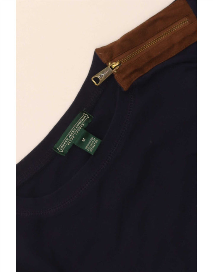 Ralph Lauren Top de equitação feminino manga comprida Reino Unido 12 médio azul marinho
