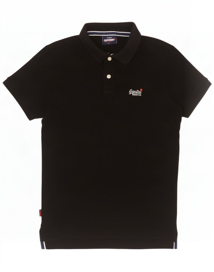 Camisa polo masculina Superdry médio algodão preto