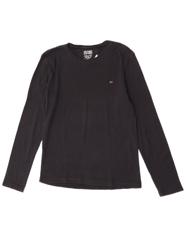 Tommy Hilfiger Top Mulher Manga Longa UK 18 XL Algodão Preto