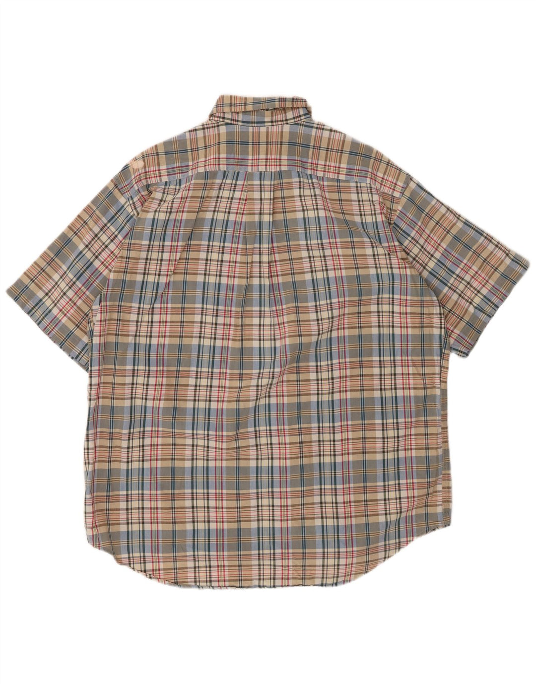 J. CREW Camisa masculina de manga curta média de algodão xadrez multicolorido