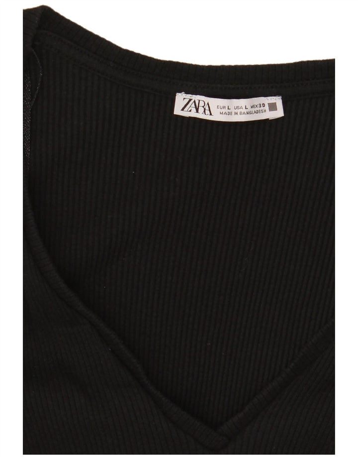 Zara Blusa Crop Feminina Top Reino Unido 14 Grande Preto