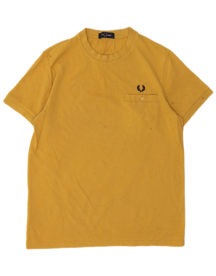 Camiseta masculina Fred Perry de algodão amarelo médio