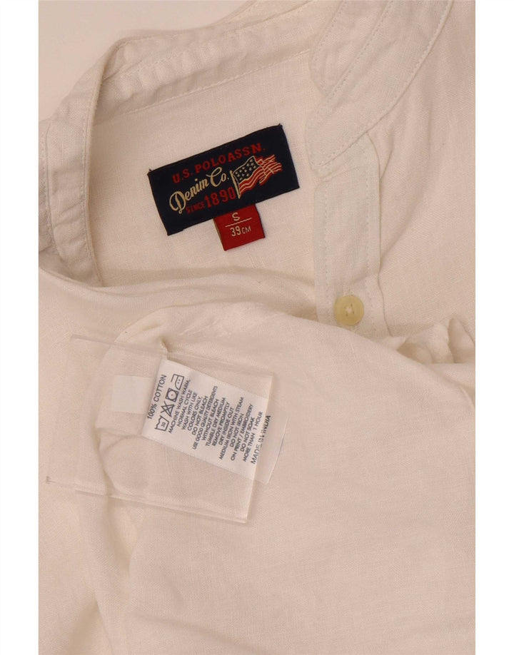 US Polo Assn. Camisa masculina tamanho 39 algodão branco pequeno