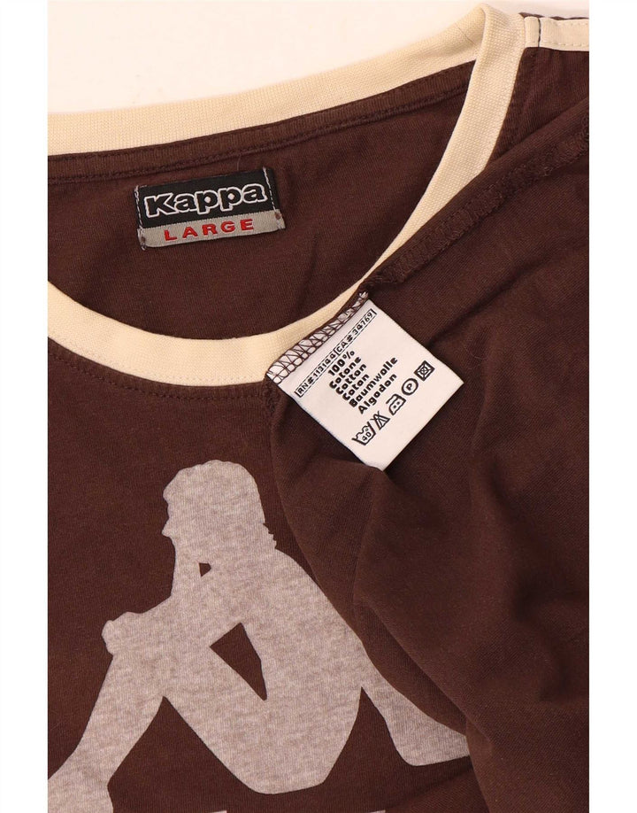 Camiseta gráfica masculina Kappa Top grande de algodão marrom