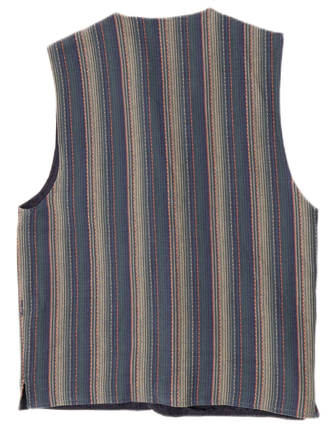 Cartouche Mens Gilet UK 38 Algodão Listrado Azul Médio