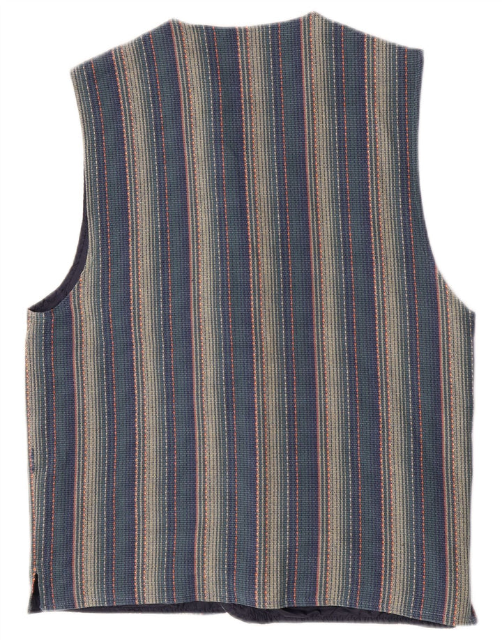 Cartouche Mens Gilet UK 38 Algodão Listrado Azul Médio