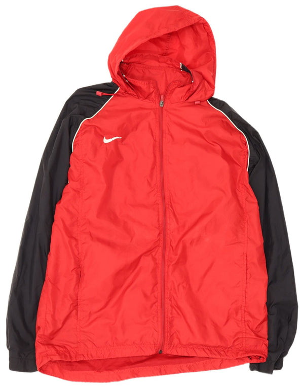 Jaqueta de chuva masculina Nike com capuz Reino Unido 42/44 grande bloco colorido vermelho nylon