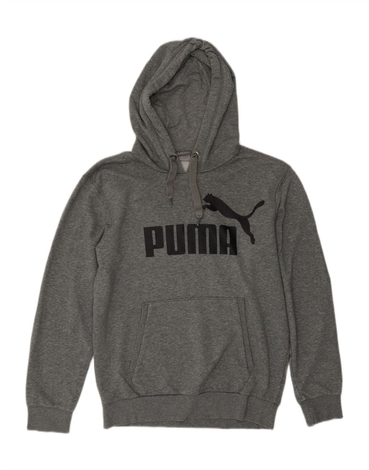 PUMA masculino gráfico moletom com capuz pequeno poliéster manchado cinza