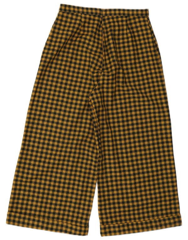 Calça capri feminina vintage de cintura alta W28 L22 guingão amarelo