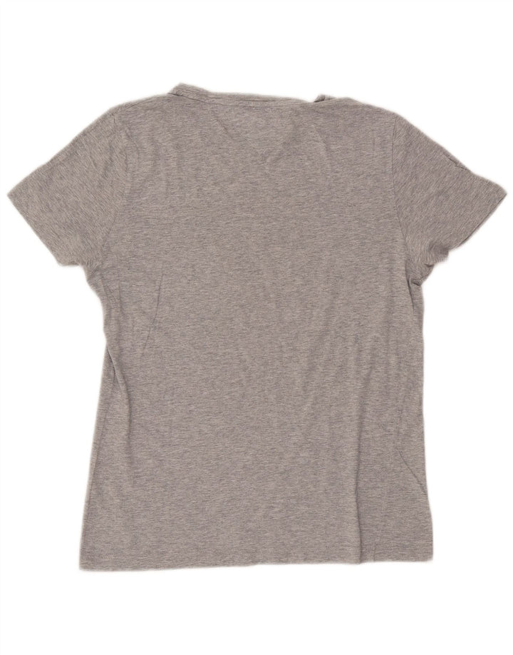 Camiseta masculina Tommy Hilfiger com estampa gráfica pequena de algodão cinza