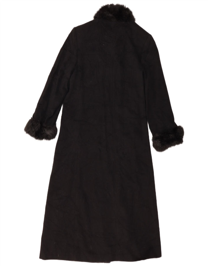 Sobretudo longo feminino Marks & Spencer Reino Unido 16 grande preto de lã nova