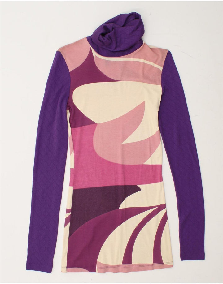 CUSTO BARCELONA Womens Abstract Pattern Jumper Dress Size 3 Medium Purple