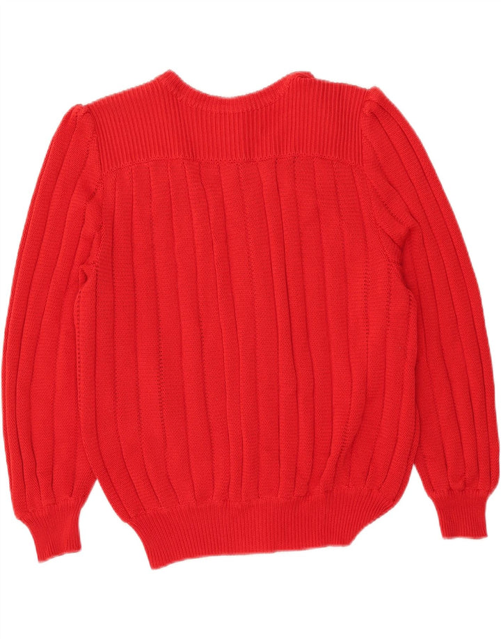 Suéter cardigã feminino vintage IT 46 grande algodão vermelho