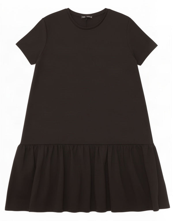 Vestido feminino Zara em camadas UK 10 pequeno poliéster preto