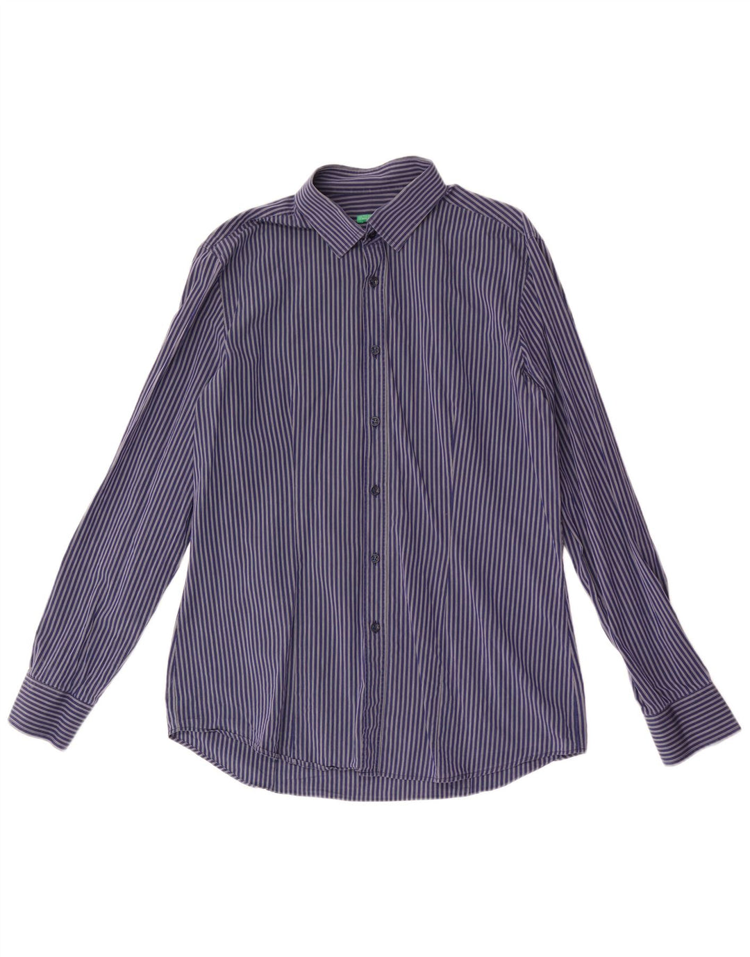 Camisa masculina BENETTON média listrada azul marinho