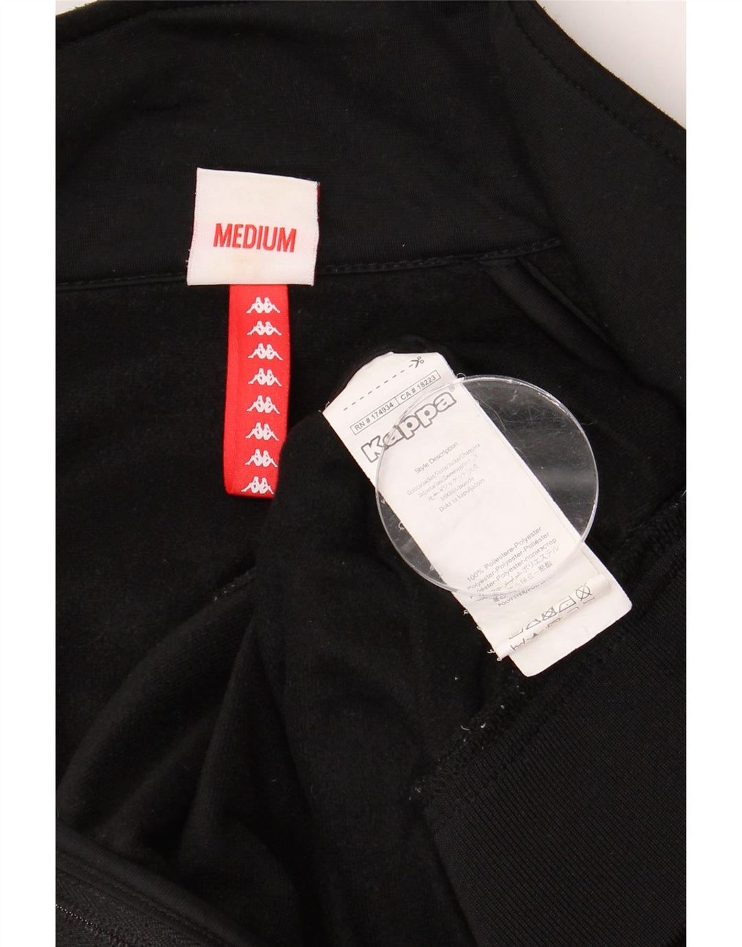 KAPPA Mens Graphic Tracksuit Top Jacket Médio Preto Poliéster