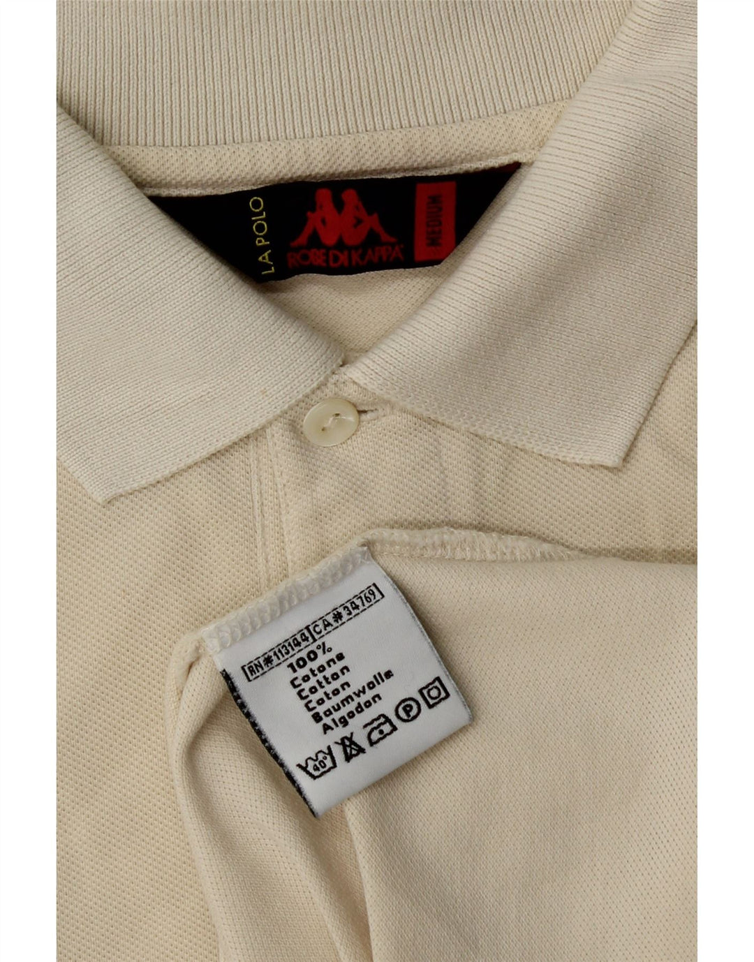 Camisa polo masculina Kappa de algodão branco médio
