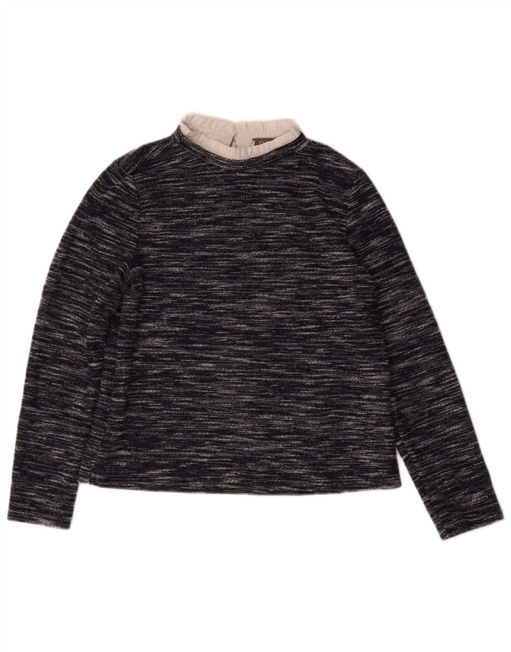 Blusa feminina de manga comprida Oasis UK 14 médio azul marinho manchado