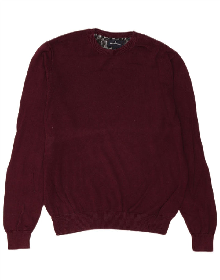 Suéter masculino Marks & Spencer com gola redonda, algodão médio vinho