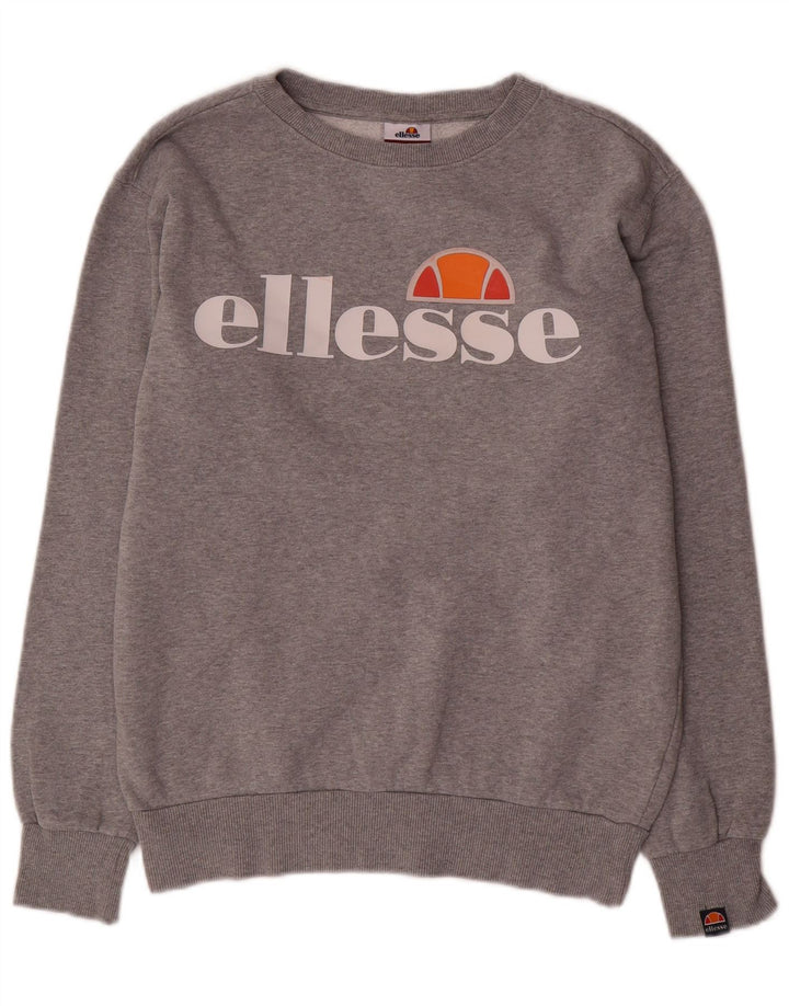 Ellesse moletom feminino grande com estampa gráfica UK 8 pequeno algodão cinza