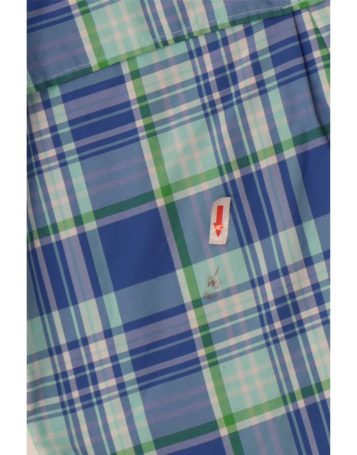 Camisa Columbia Boys 11-12 Anos Grande Azul Xadrez Nylon