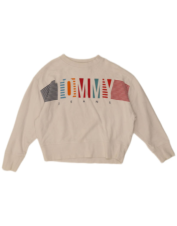 Tommy Hilfiger moletom feminino oversized manga 3/4 jumper UK 2 2XS branco