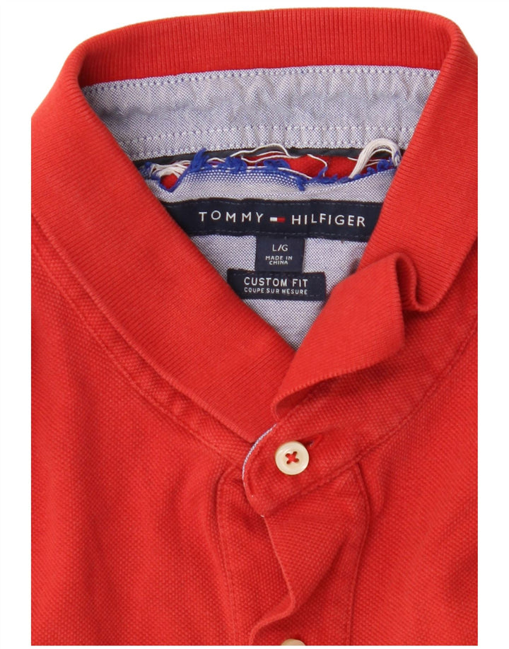 Camisa polo masculina TOMMY HILFIGER Custom Fit grande vermelha