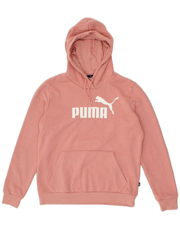 PUMA Womens Graphic Hoodie Jumper UK 14 Medium Pink Cotton Vintage Puma and Second-Hand Puma from Messina Hembry 