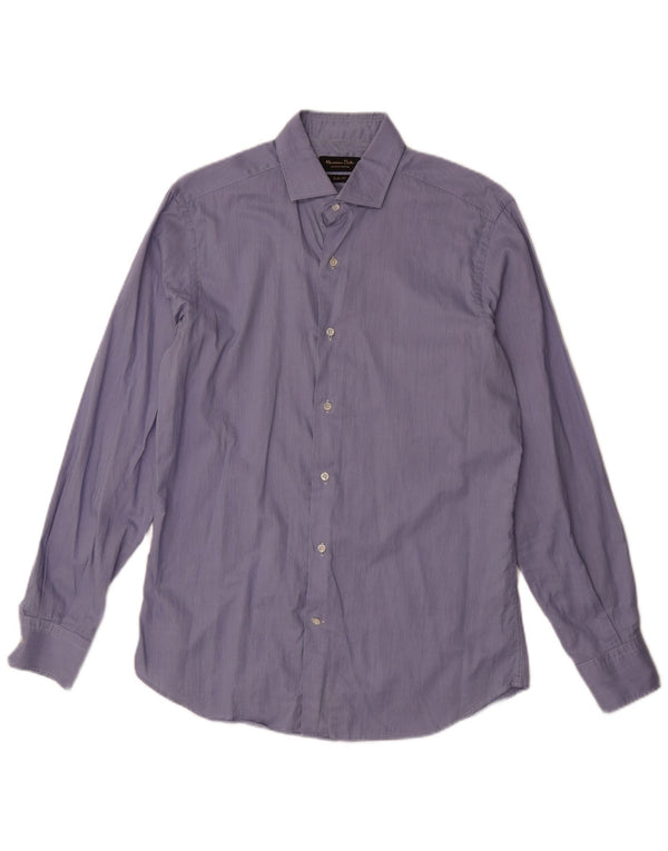 Camisa masculina Slim Fit Massimo Dutti tamanho 41 16 listra azul grande