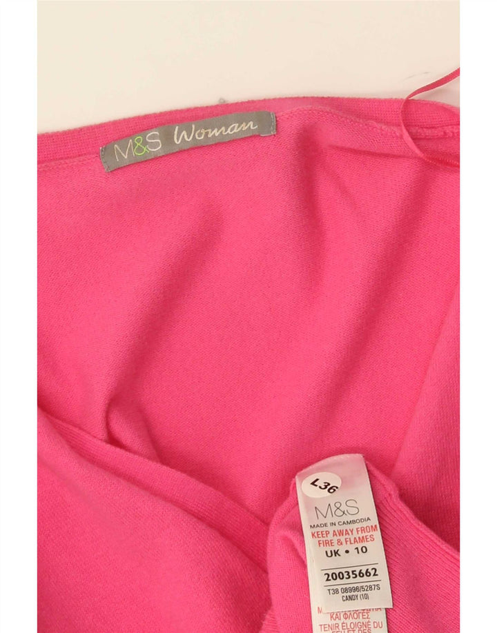 Suéter cardigã feminino Marks & Spencer UK 10 pequeno algodão rosa